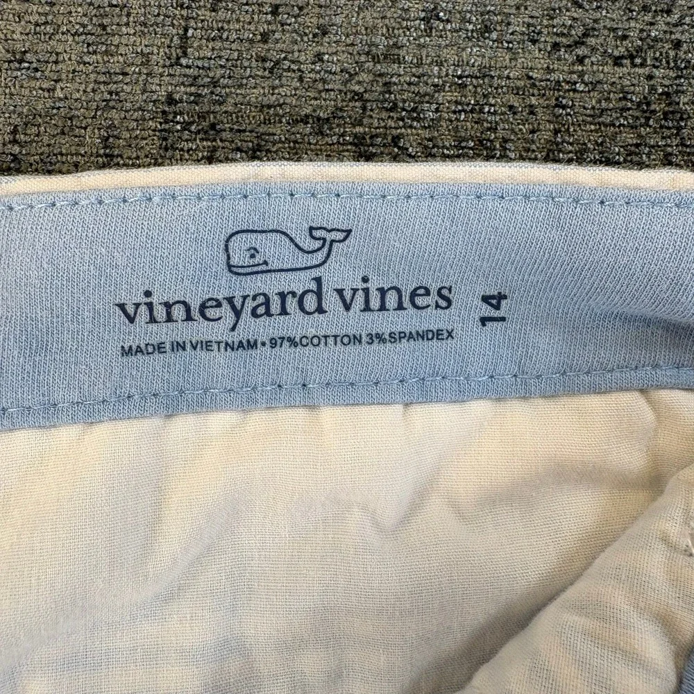 Vineyard Vines Seersucker Shorts Boys 14 Blue White Striped Cotton Blend Stretch